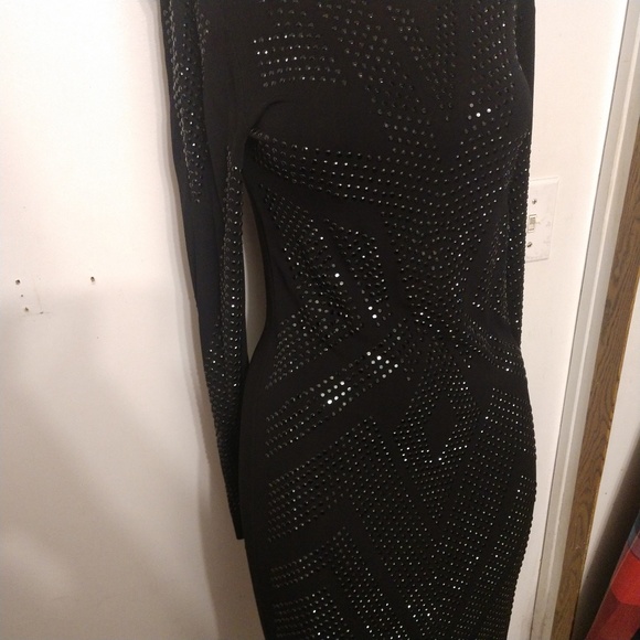 Black Sheath Dress Embellished Carmen Marc Valvo - Picture 3 of 7